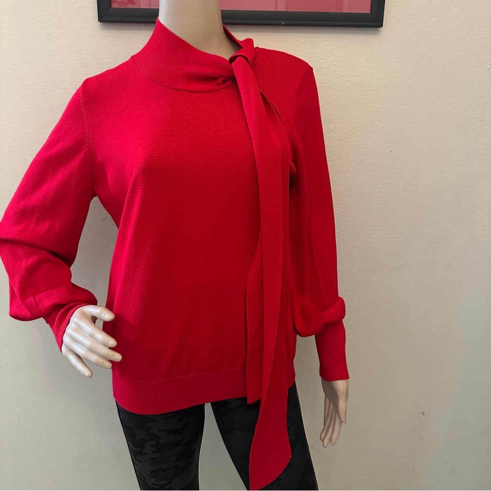 Liz Claiborne Vibrant Red Tie-Neck Sweater